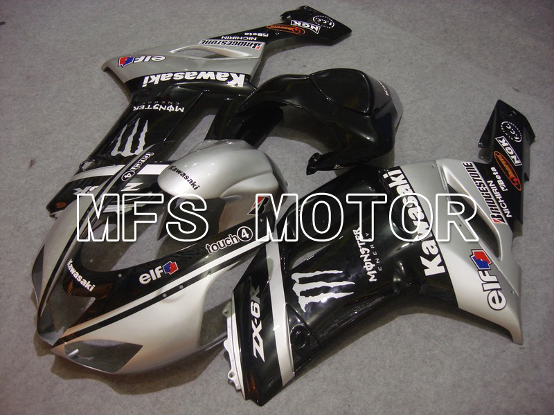 Kawasaki NINJA ZX6R 2007-2008 Injection ABS Fairing - Monster - Black Silver - MFS5772